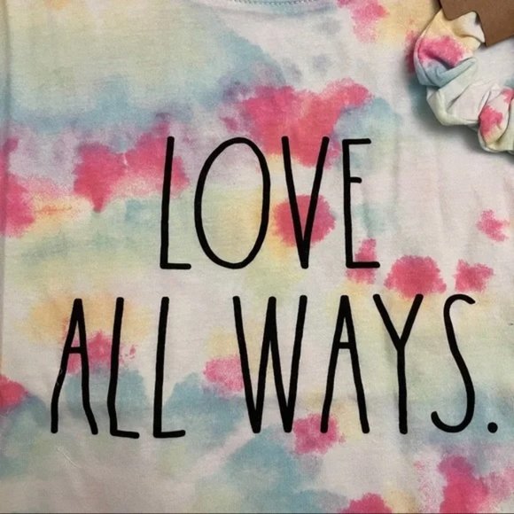 NWT RAE DUNN Women S Tie Dye 'LOVE ALL WAYS' Sleeveless Tank TOP w Scrunchie - Picture 6 of 7